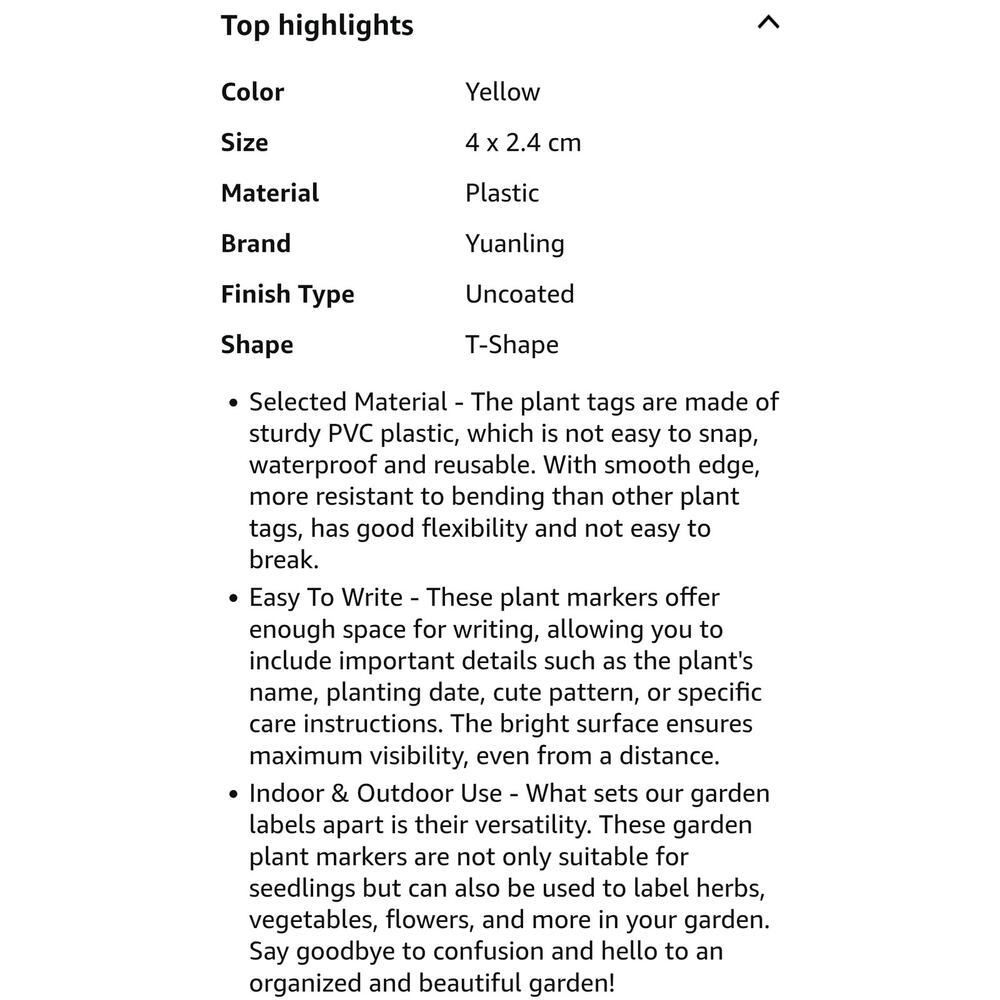Plant Labels 200 Pcs Yuanling T-Type Plastic Garden Tags Waterproof Yellow b35 - Picture 7 of 8